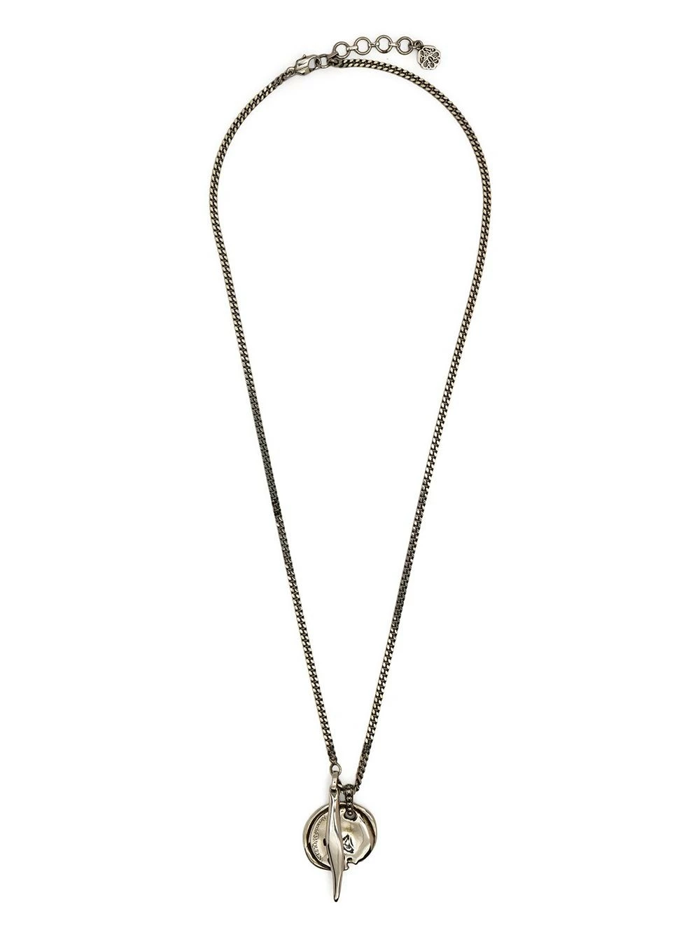 Alexander McQueen Logo pendant cable link necklace 3 Alexander McQueen logo-pendant cable-link necklace
