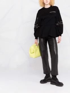Alexander McQueen zip-detailed peplum sweatshirt