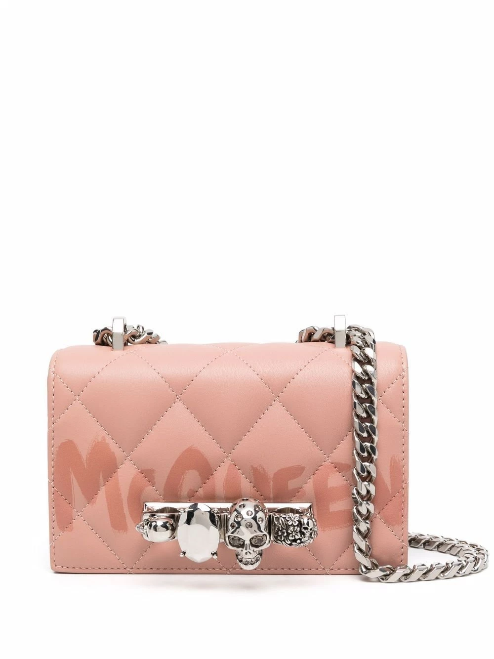 Alexander McQueen Mini Jewelled Graffiti logo print satchel 1 Alexander McQueen mini Jewelled Graffiti-logo print satchel