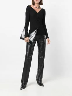 Alexander McQueen zip-detail ribbed-knit top