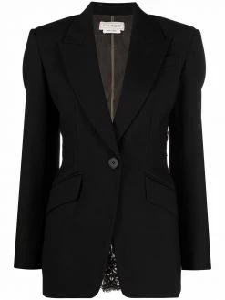 Alexander McQueen fitted lace-back peak-lapel blazer