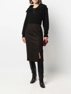 Alexander McQueen high-waisted slit-detail skirt