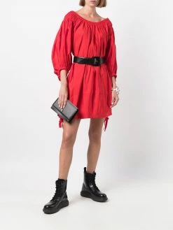 Alexander McQueen ruched-detail puff-sleeves dress