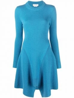 Alexander McQueen curved-hem cashmere knitted dress
