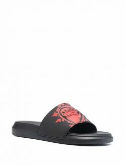 Alexander McQueen embossed logo slides