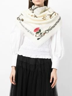 Alexander McQueen chain-link print wool scarf
