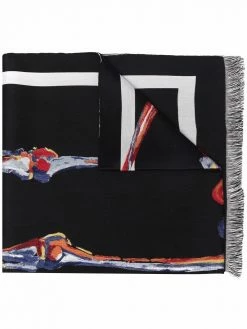 Alexander McQueen skeleton graphic-print fringed scarf