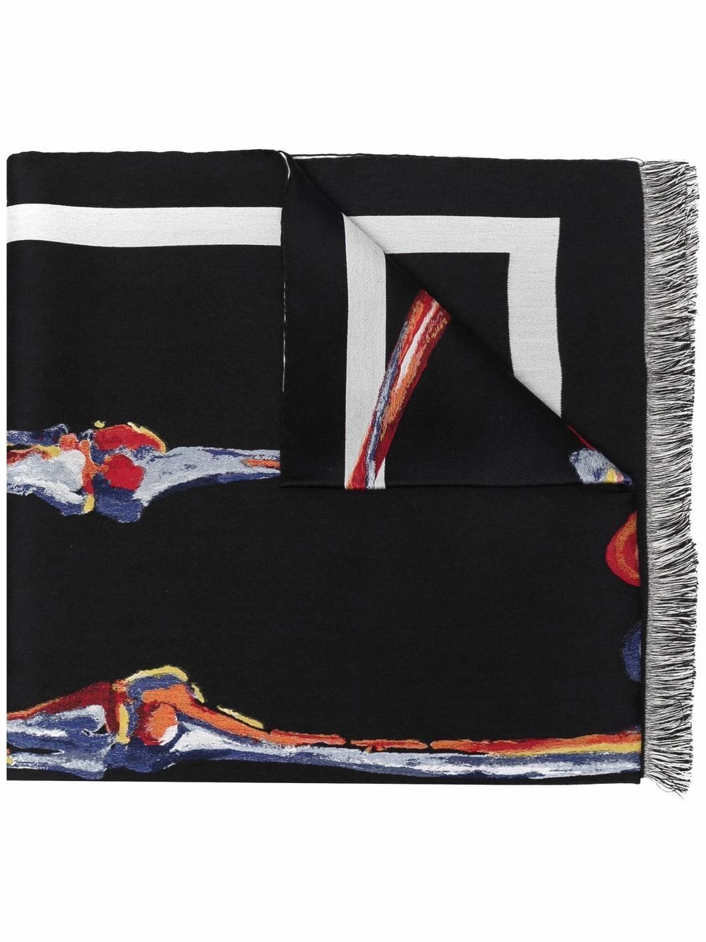 Alexander McQueen Skeleton graphic print fringed scarf 1 Alexander McQueen skeleton graphic-print fringed scarf