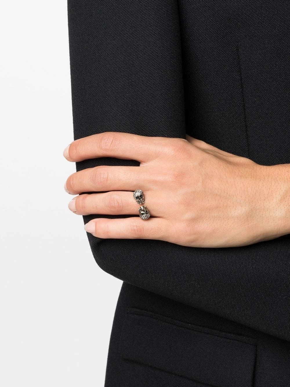 Alexander McQueen Crystal embellished skull ring 2 Alexander McQueen crystal-embellished skull ring