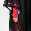 Alexander McQueen fringed knit logo-edge poncho