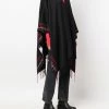 Alexander McQueen fringed knit logo-edge poncho