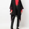 Alexander McQueen fringed knit logo-edge poncho