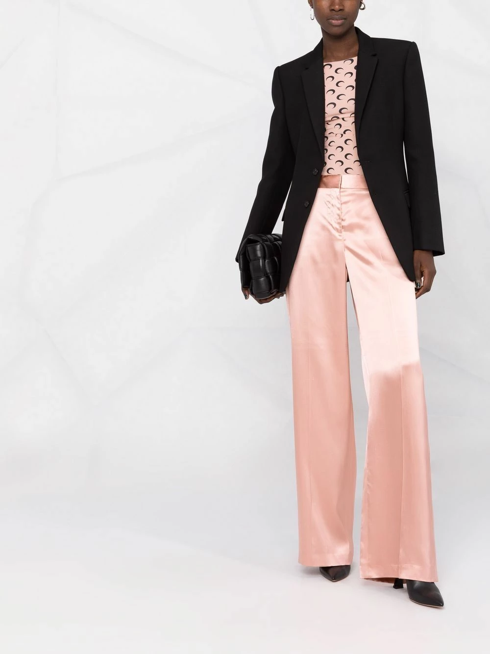 Alexander McQueen Satin effect wide leg trousers 2 Alexander McQueen satin-effect wide-leg trousers