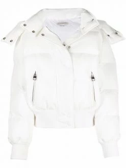 Alexander McQueen graffiti logo-print hooded puffer jacket