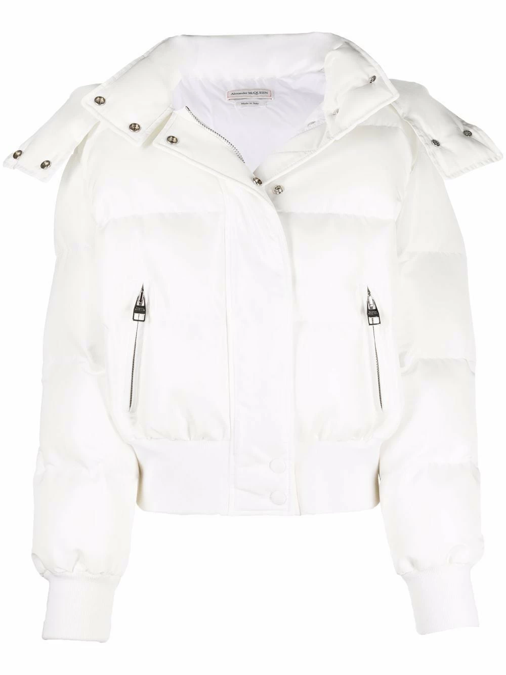 Alexander McQueen Graffiti logo print hooded puffer jacket 1 Alexander McQueen graffiti logo-print hooded puffer jacket