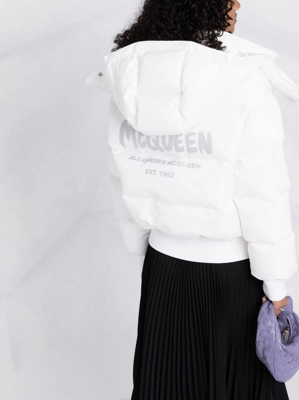 Alexander McQueen Graffiti logo print hooded puffer jacket 3 Alexander McQueen graffiti logo-print hooded puffer jacket