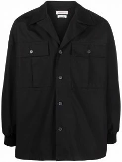 Alexander McQueen logo-print drawstring shirt jacket