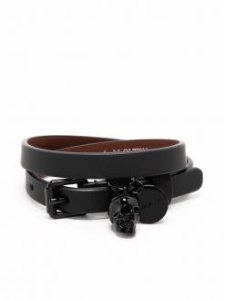 Alexander McQueen leather skull charm bracelet