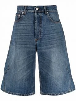 Alexander McQueen mid-rise knee-length denim shorts