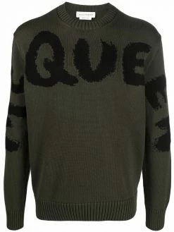 Alexander McQueen logo-print crew neck jumper