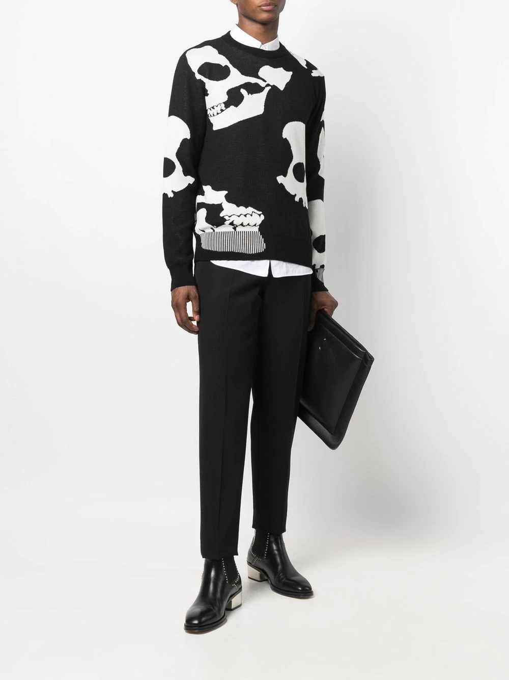 Alexander McQueen Skull print crew neck jumper 2 Alexander McQueen skull-print crew neck jumper