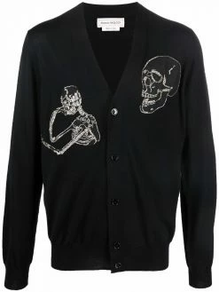 Alexander McQueen skull-patch button-up cardigan