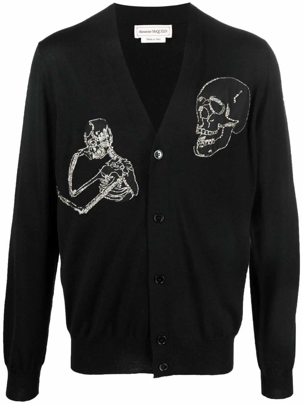 Alexander McQueen Skull patch button up cardigan 1 Alexander McQueen skull-patch button-up cardigan