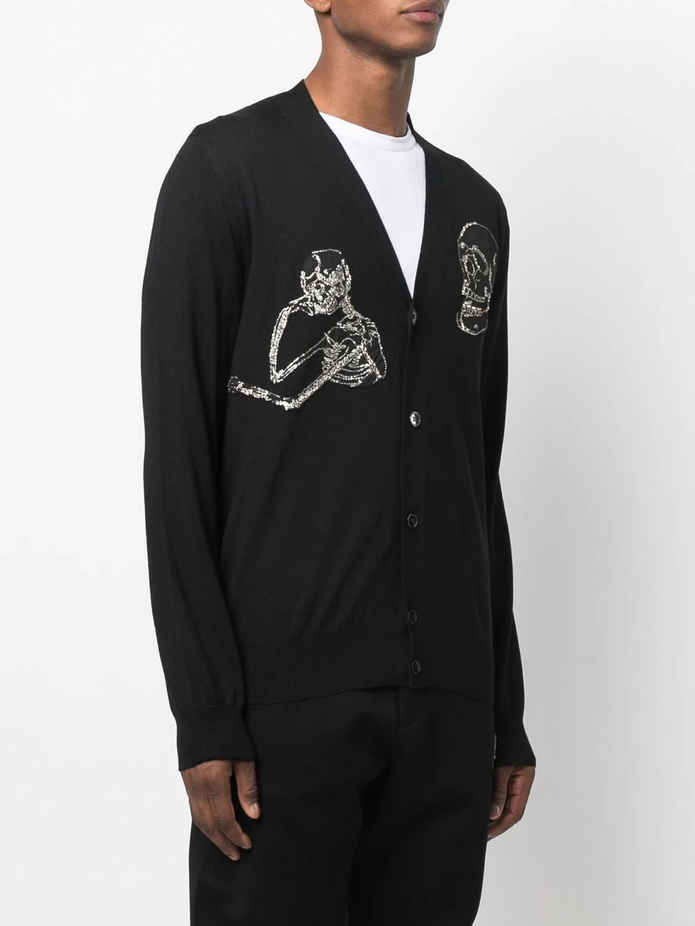 Alexander McQueen Skull patch button up cardigan 3 Alexander McQueen skull-patch button-up cardigan