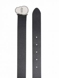 Alexander McQueen logo skull-buckle leather belt