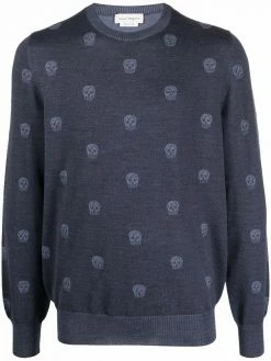 Alexander McQueen jacquard skull-motif wool jumper