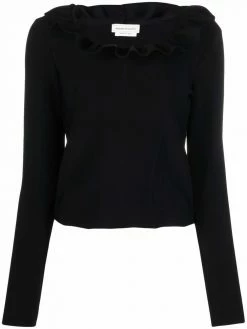 Alexander McQueen ruffled long-sleeve jumper
