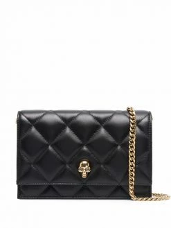 Alexander McQueen skull-logo quilted clutch