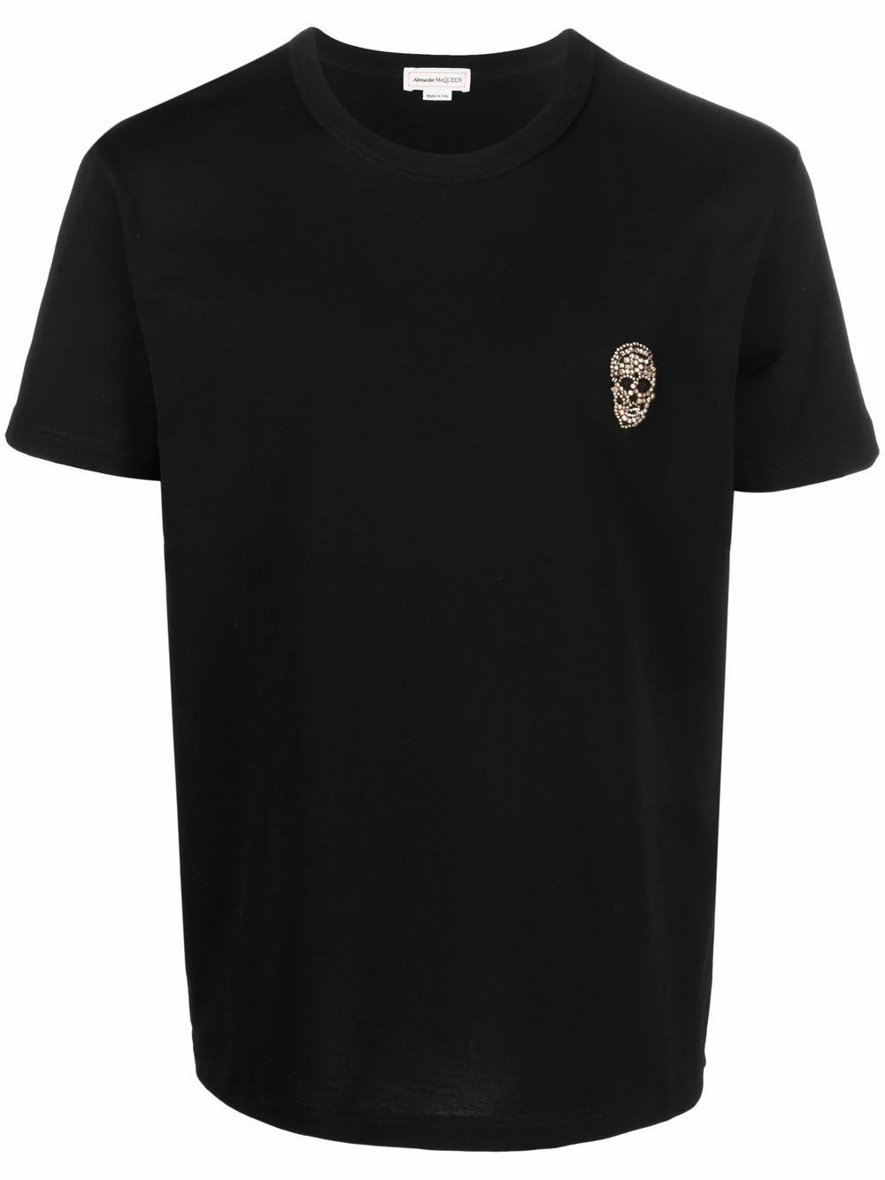 Alexander McQueen Skull studded cotton T shirt 1 Alexander McQueen skull-studded cotton T-shirt