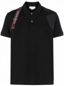 Alexander McQueen logo-strap polo shirt