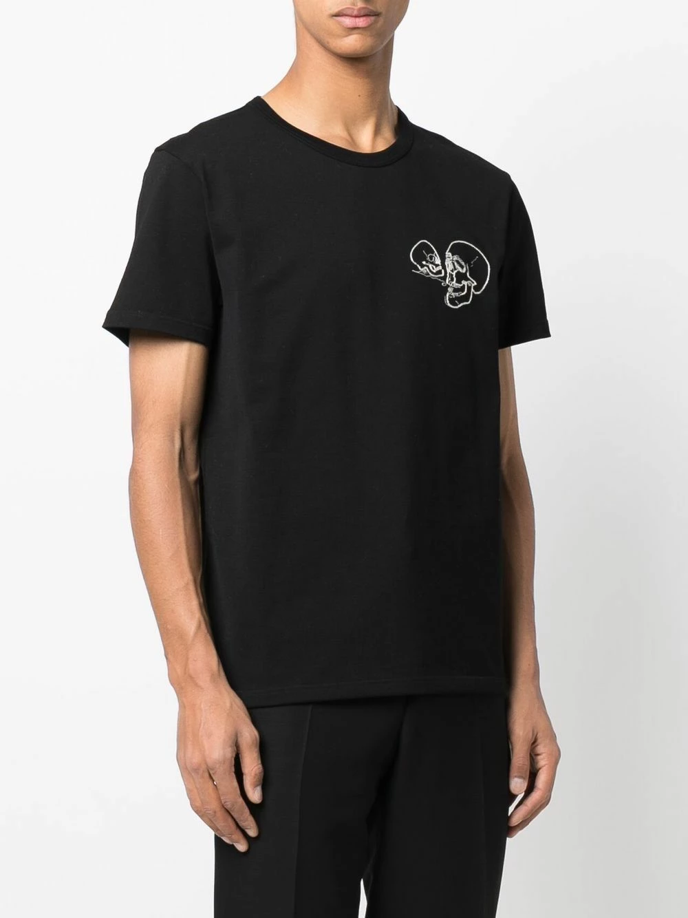 Alexander McQueen Skull embroidered T shirt 3 Alexander McQueen skull-embroidered T-shirt