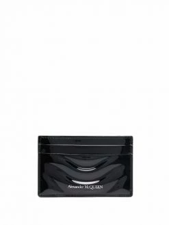 Alexander McQueen high-shine engraved-logo cardholder