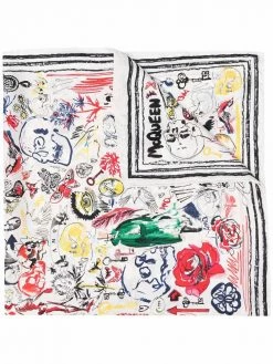 Alexander McQueen doodle-print silk scarf