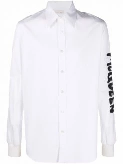Alexander McQueen button-up logo-sleeve shirt
