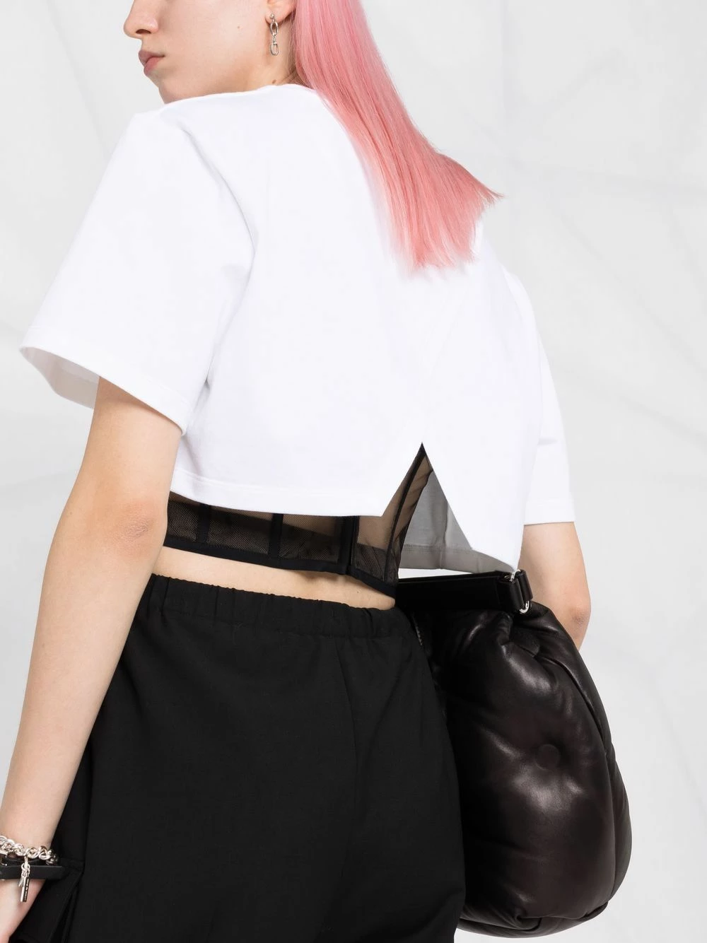 Alexander McQueen Cropped corset T shirt 3 Alexander McQueen cropped corset T-shirt