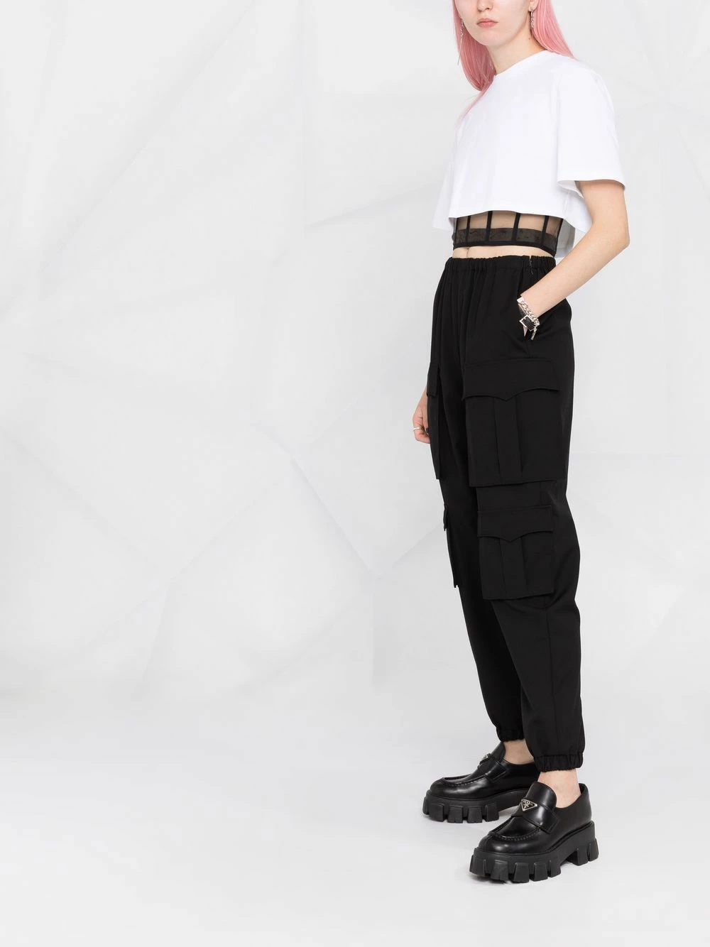 Alexander McQueen Cropped corset T shirt 4 Alexander McQueen cropped corset T-shirt