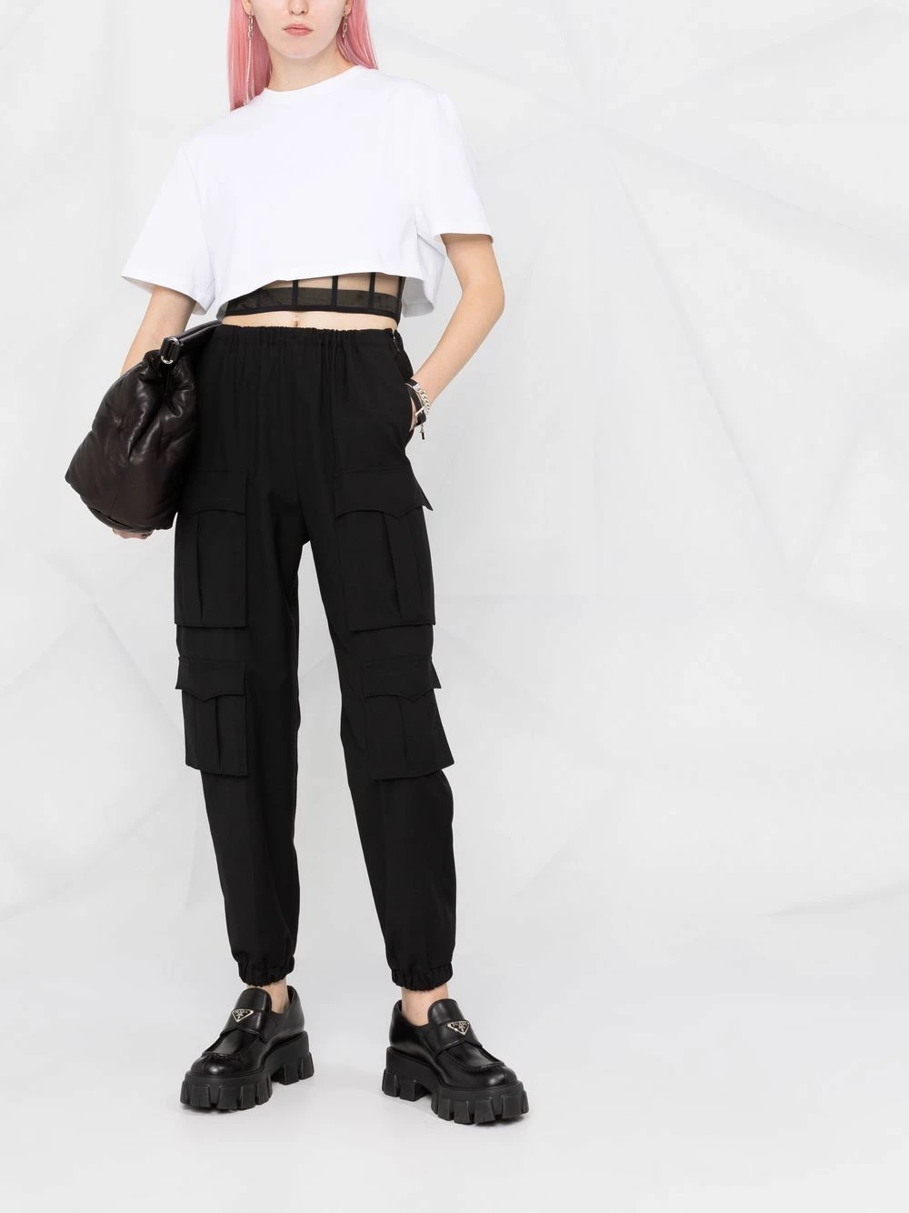 Alexander McQueen Cropped corset T shirt 2 Alexander McQueen cropped corset T-shirt