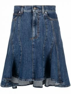 Alexander McQueen asymmetric denim skirt