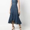 Alexander McQueen corset-style fluted denim dress