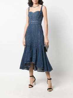 Alexander McQueen corset-style fluted denim dress
