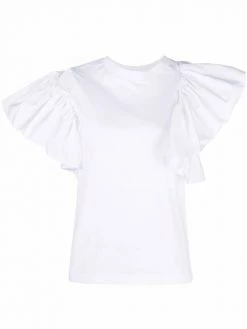 Alexander McQueen asymmetric ruffle-sleeves T-shirt
