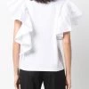 Alexander McQueen Asymmetric ruffle sleeves T shirt 8 Alexander McQueen asymmetric ruffle-sleeves T-shirt