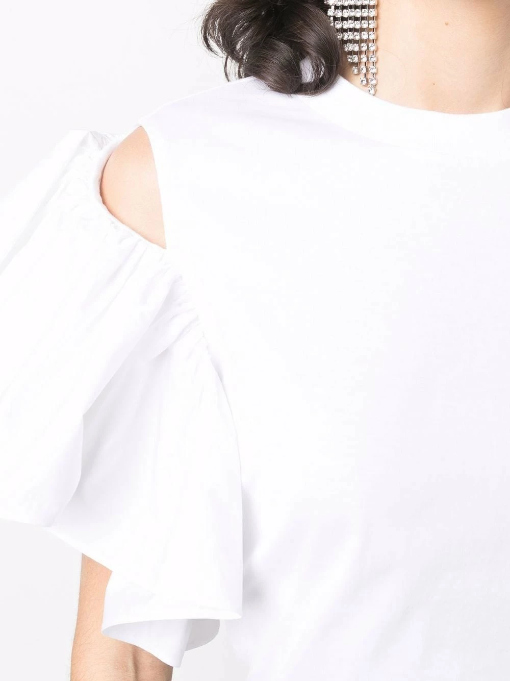 Alexander McQueen Asymmetric ruffle sleeves T shirt 5 Alexander McQueen asymmetric ruffle-sleeves T-shirt