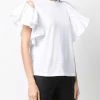 Alexander McQueen Asymmetric ruffle sleeves T shirt 7 Alexander McQueen asymmetric ruffle-sleeves T-shirt