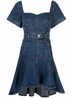Alexander McQueen high-low hem denim dress