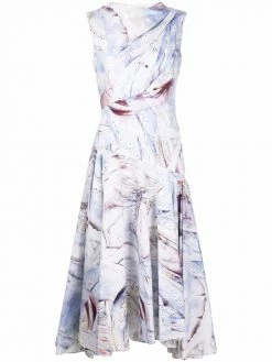 Alexander McQueen marbled flared midi dress
